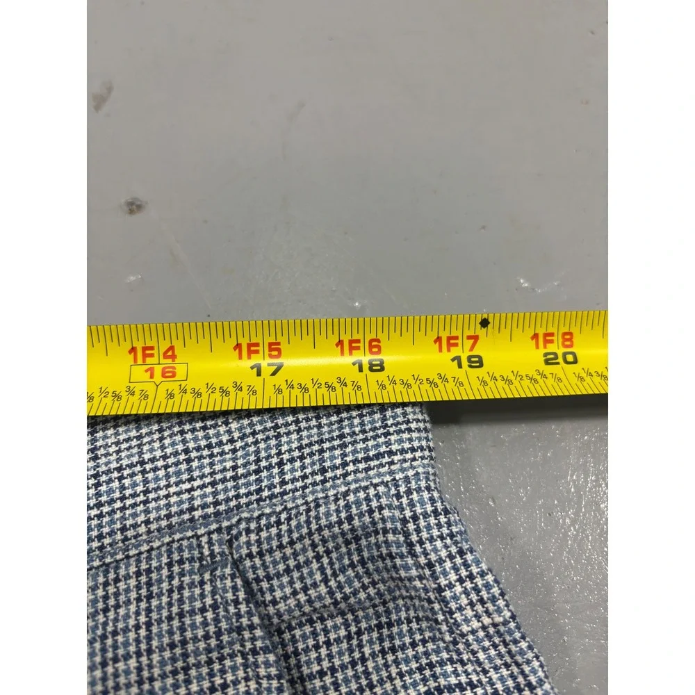 J.Crew Mens Houndstooth Shorts Blue‎ White 7 Inch Inseam Size 36 Flat Front